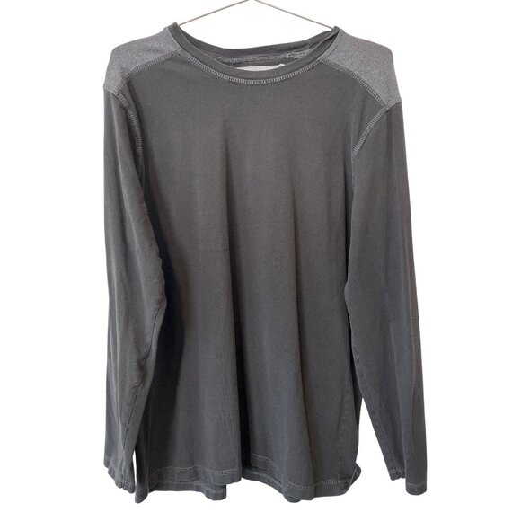 Alfani T Shirt Size Medium Crewneck Long Sleeve Tee Two Tone Gray Cotton Blend - Picture 1 of 5